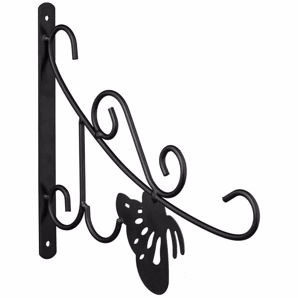 Kelvenix Butterfly Bracket Novelty Hanging Basket Bracket, Black, 35 cm – 2
