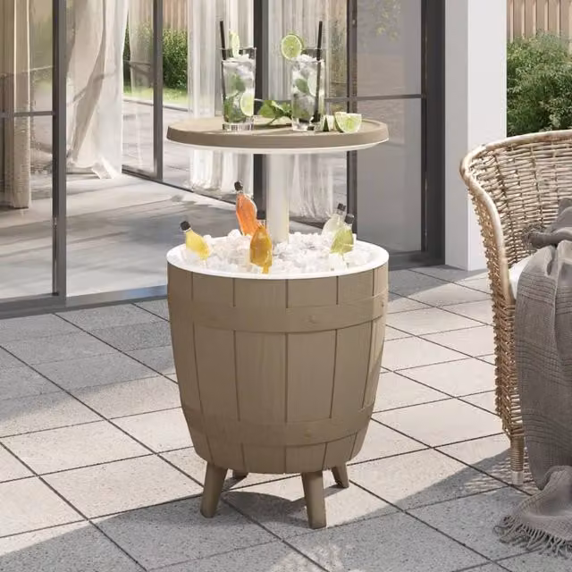 Berkfield Home 3-in-1 Ice Cooler Table in Light Brown Polypropylene – 1