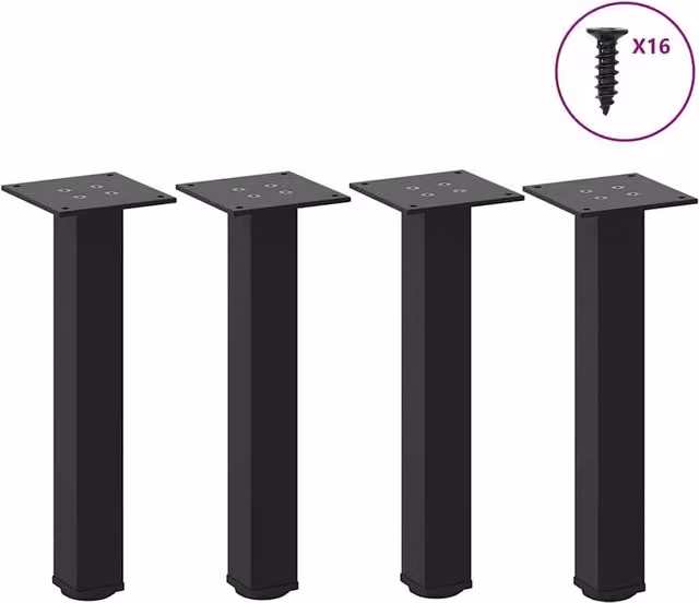 Berkfield Home Black Steel Coffee Table Legs, Set of 4, Height: 30-32 cm