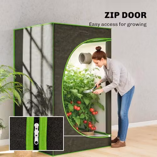 Outsunny Reflective Mylar Grow Tent in Black, W/D/H: 120 x 120 x 200 cm – 8