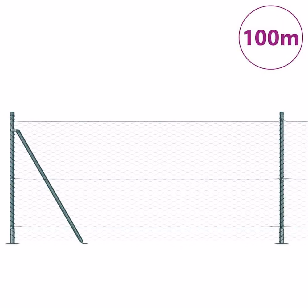 Berkfield Home Green Steel Hexagon Fence, 1 x 100 m – 2