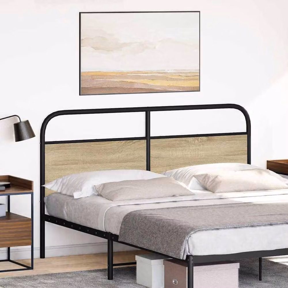 Berkfield Home Sonoma Oak Headboard in Light Oak with Steel and Engineered Wood, W: 166 cm, H: 100 cm – 2
