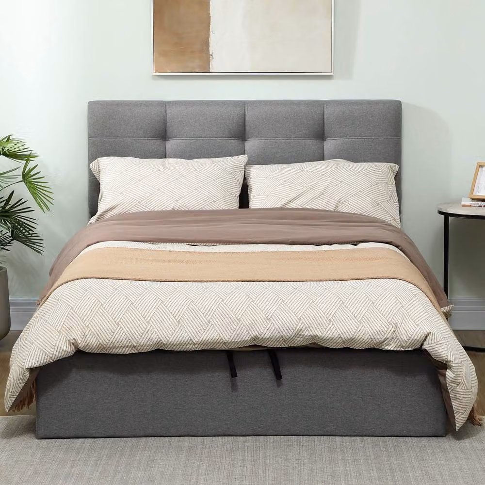 Wyld Haus Sutto Double Ottoman Bed with Gas Lift Storage, Grey, W/D/H: 140 x 200 x 106 cm – 3