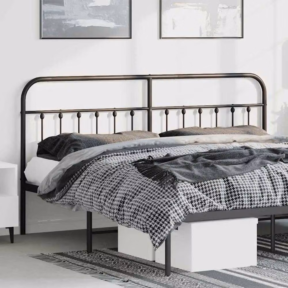 Berkfield Home Classic Metal Headboard in Black, Width: 193 cm – 2