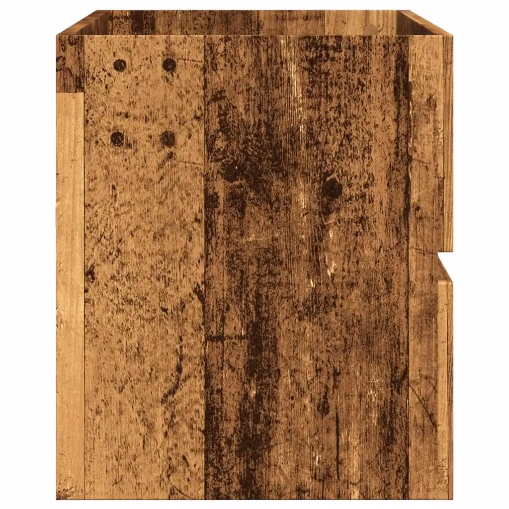 Berkfield Home Rustic Old Wood Sink Cabinet in Brown, W/D/H: 100 x 38.5 x 45 cm – 4