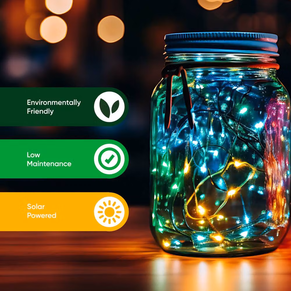 Gardenwize Solar Multi-Coloured LED String Lights with 200 LEDs, 20m, Clear – 4