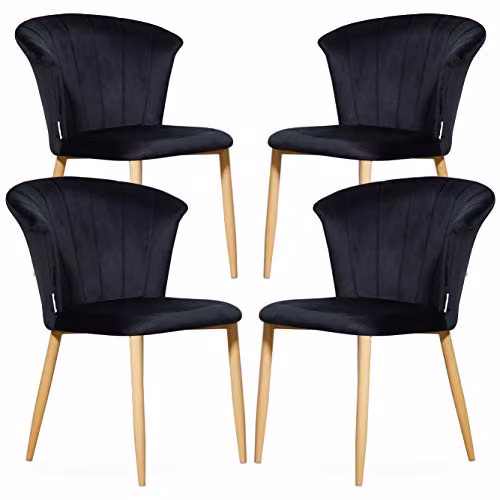 P&N Homewares Set of 4 Elsa Velvet Dining Chairs in Black – 2