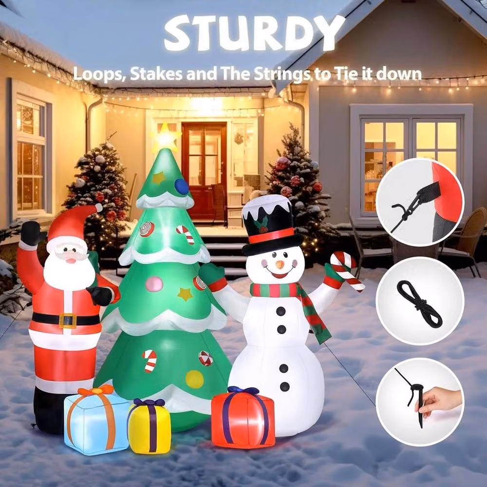 PAWNORA Green Inflatable Christmas Tree with LED Lights for Outdoor Garden Decor – 4
