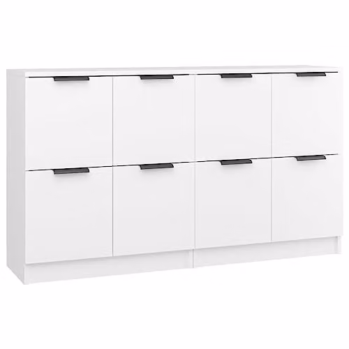 vidaXL Set of 2 Minimalist White Matt MDF Sideboards, W/D/H: 60 x 30 x 70 cm