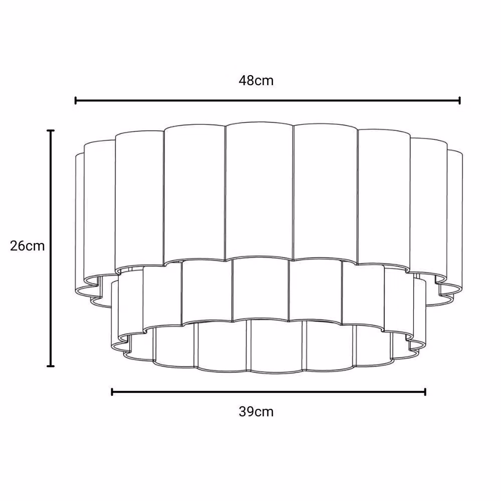 CGC Lighting Selina Scalloped Two Tier Navy Blue Fabric Drum Lampshade, Width: 48 cm, Height: 26 cm – 5