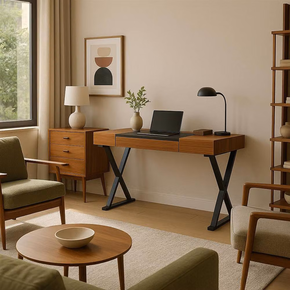 Centurion Supports ADONIS Ergonomic Home Office Computer Desk in Gloss Walnut and Black – 8