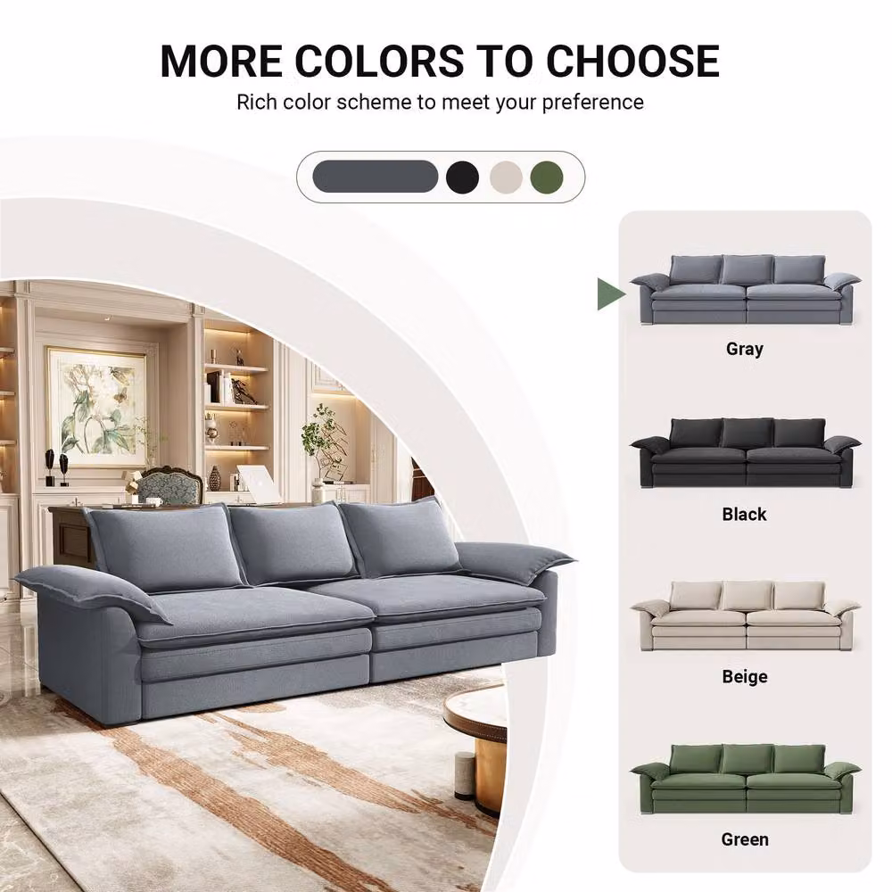 Dprodo Grey Chenille Sofa Sleeper with Deep Seats and Solid Wood Frame – 6
