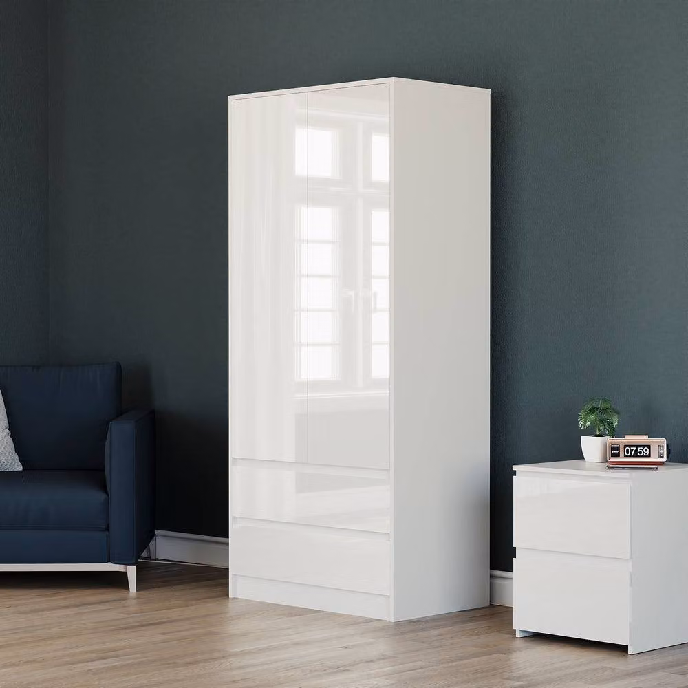 HD Designs Vida Designs Glinton 3 Piece Modern White Glossy Bedroom Set – 4