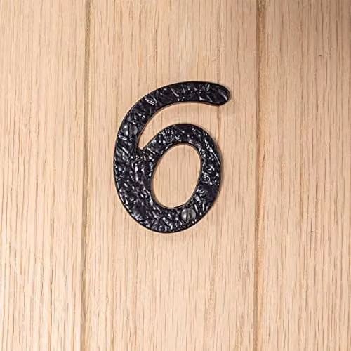 Hammer and Tongs Rustic Iron Number 6 Wall Numeral, Black, Pack of 2, Height: 7.5 cm – 6