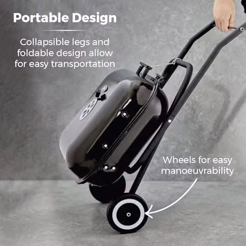 Tower XL Portable Charcoal Grill in Black with Collapsible Legs and Wheels – 2