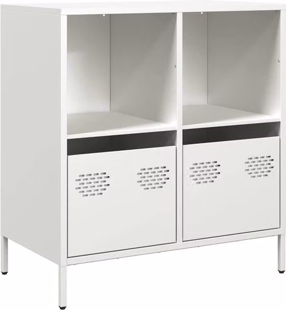 Berkfield Home White Matt Steel Sideboard, W/D/H: 68 x 39 x 73.5 cm