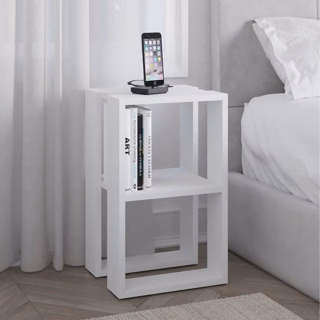 Decortie Lonie Modern White Bedside Table W/D/H: 30 x 34 x 55 cm