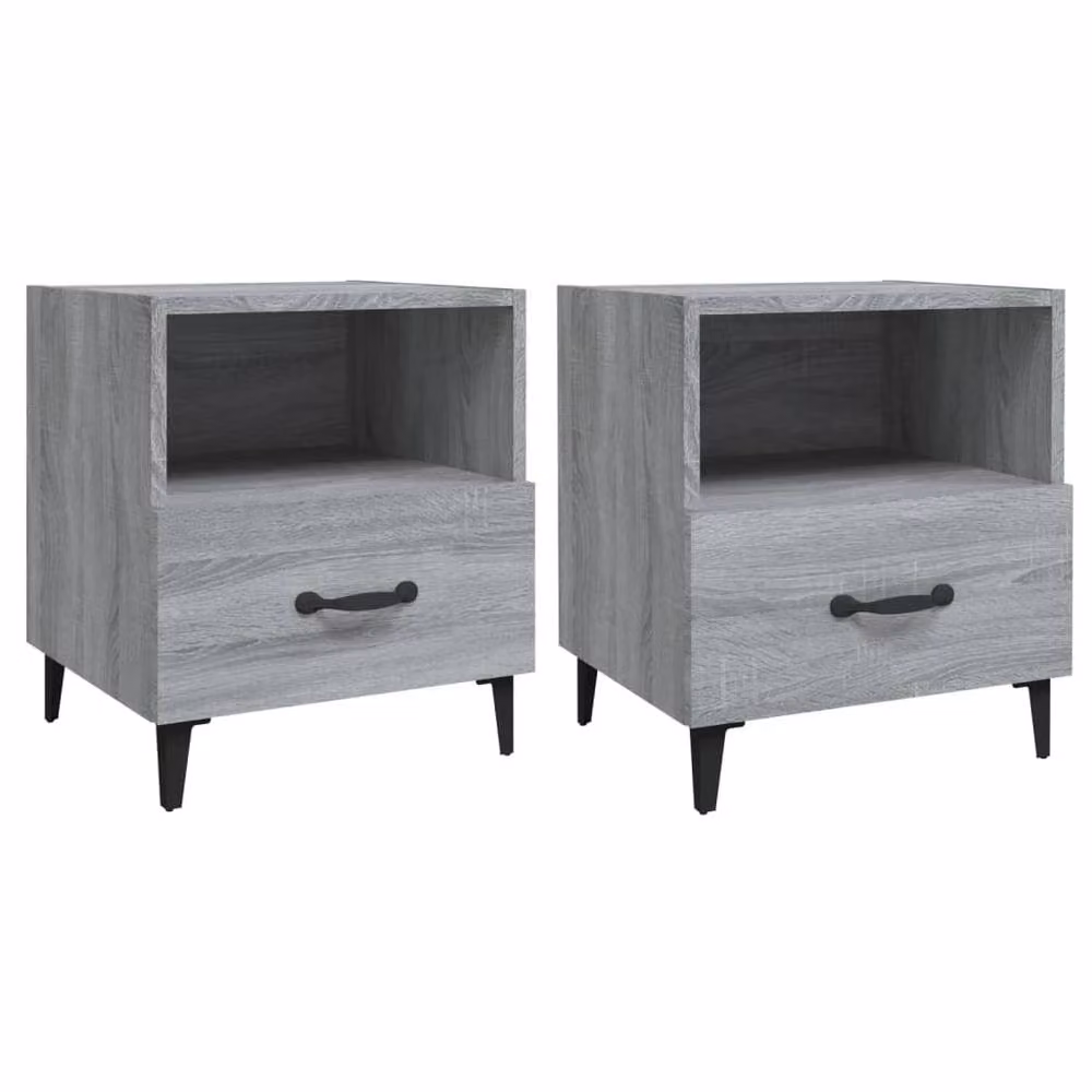 Berkfield Home Elegant Bedside Cabinets, 2 Piece Set in Grey Sonoma Engineered Wood, W/D/H: 40.0 x 35.0 x 47.5 cm – 3