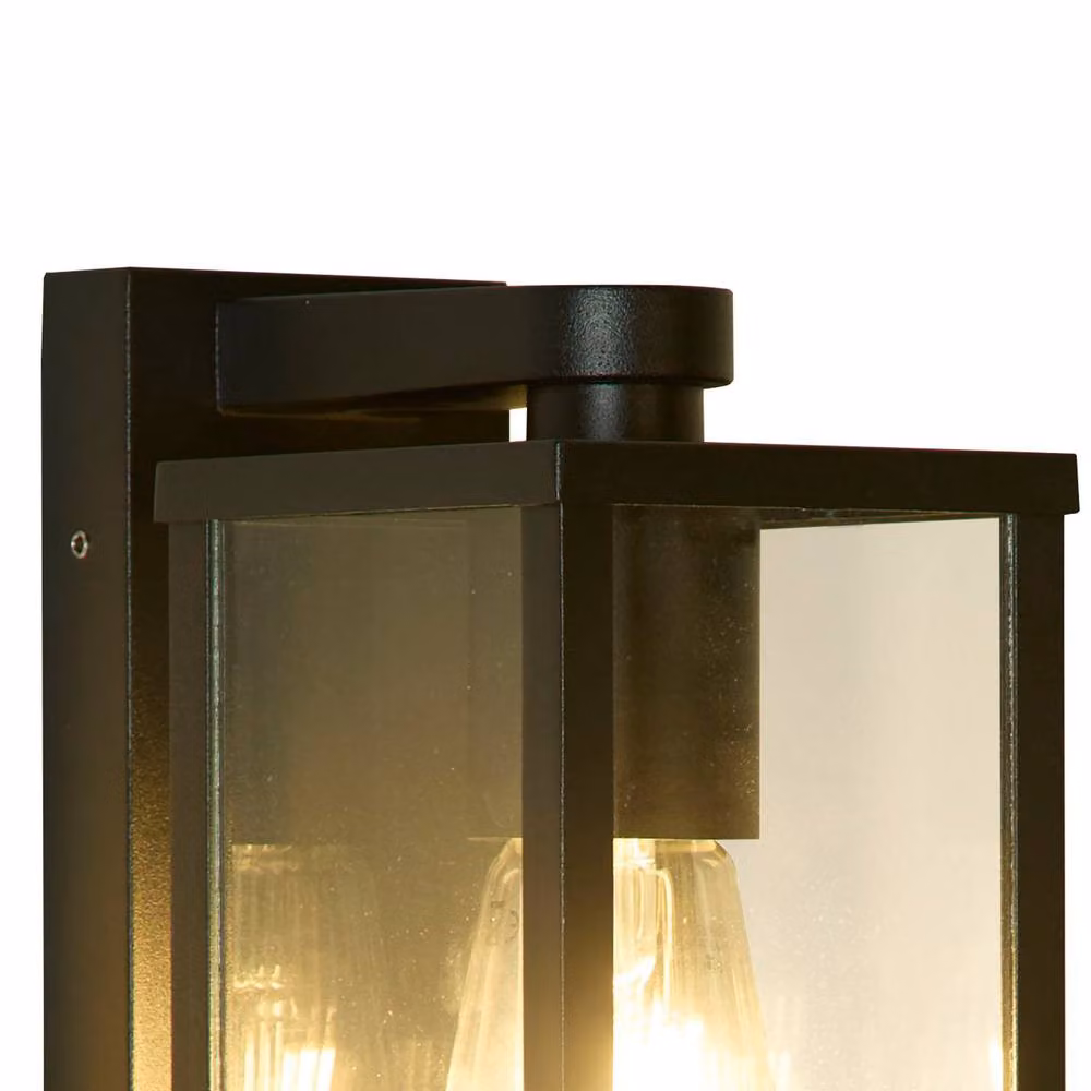 Lighting Collection Modern Black and Transparent Glass Outdoor Wall Lantern – 3