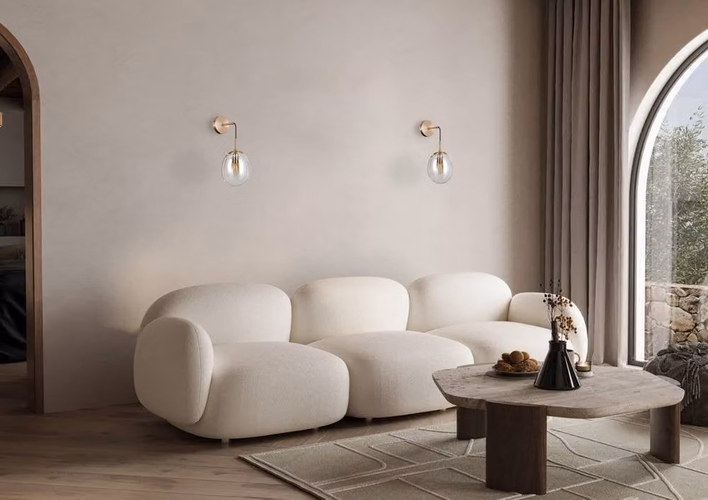Netlighting Meolo Globe Wall Lamp in Gold/Brass with Amber Glass Shade – 2
