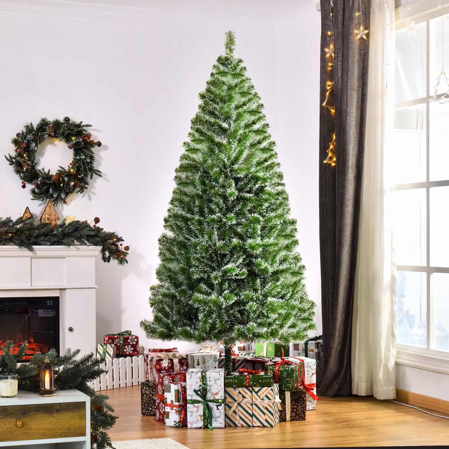 HOMCOM Green Christmas Tree with Metal Stand, Height: 210 cm – 2