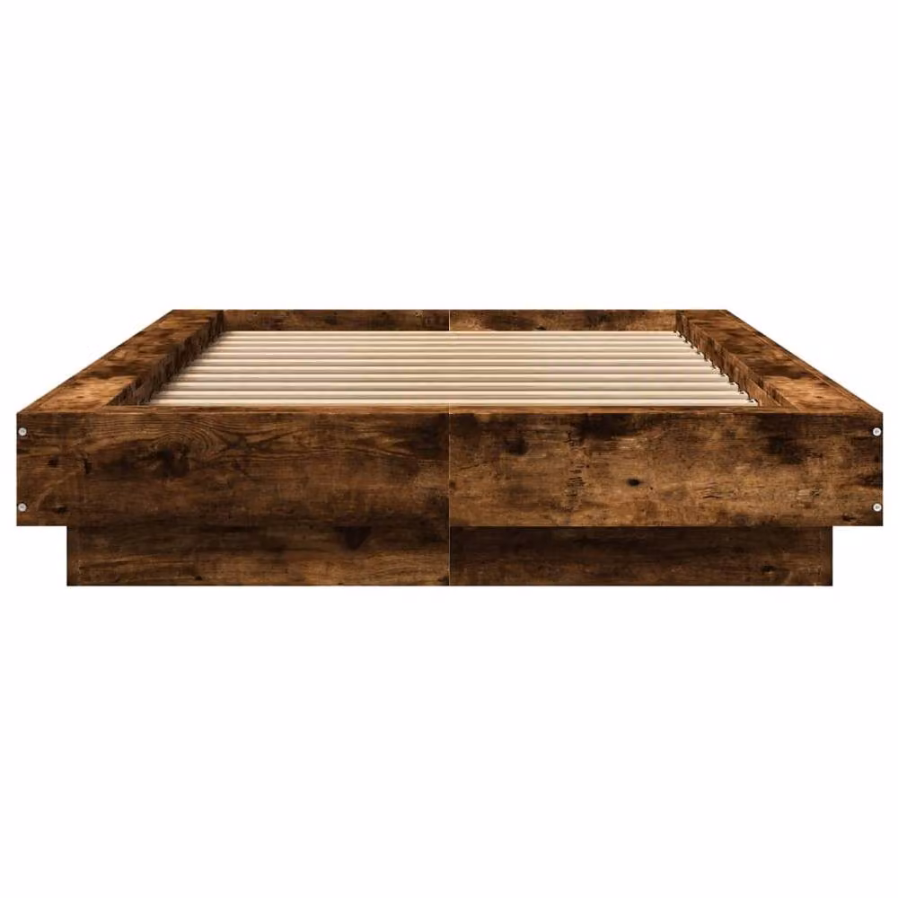 Berkfield Home Modern Bed Frame with LED Lights and USB Charging Port in Smoked Oak Brown, W/D/H: 90 x 190 cm – 4
