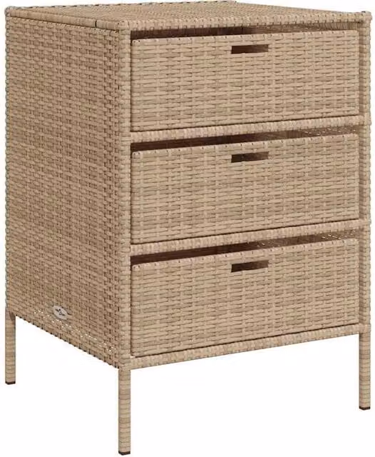 Berkfield Home Garden Storage Cabinet in Beige Poly Rattan and Steel, W/D/H: 55 x 59 x 80 cm
