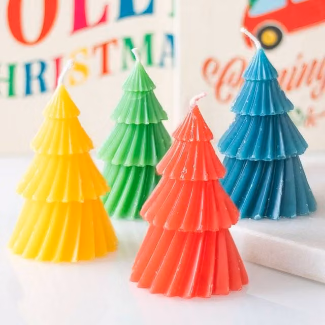 Uniqueful Set of 4 Multicolour Christmas Tree Figure Candles – 1