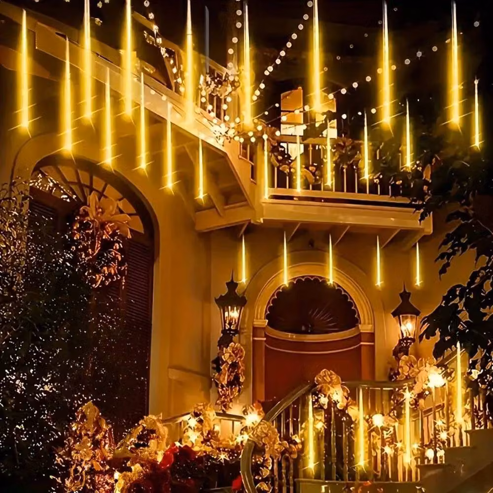 EONLION Warm White LED Solar Meteor Shower Rain Curtain Lights, Height: 100 cm – 2