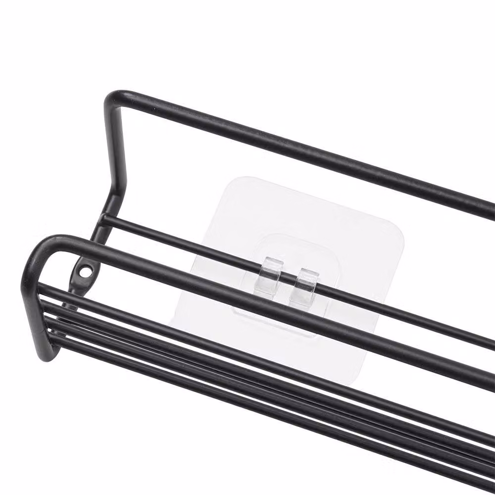 Garden Sanctuary Set of 4 Black Metal Wall Mounted Industrial Kitchen Spice Racks – 4