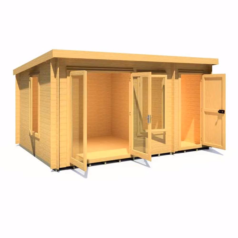 Shires Elm Log Cabin in Light Brown with 19 mm Logs, W: 299 cm, D: 419 cm, H: 225 cm – 2
