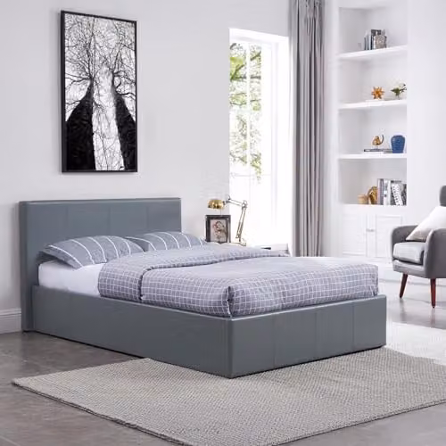 Direct Furniture Suppliers Luna Single Ottoman Storage Bed in Grey Faux Leather with 20cm Memory Foam Mattress, W/D/H: 90 x 203 x 88.5 cm – 2