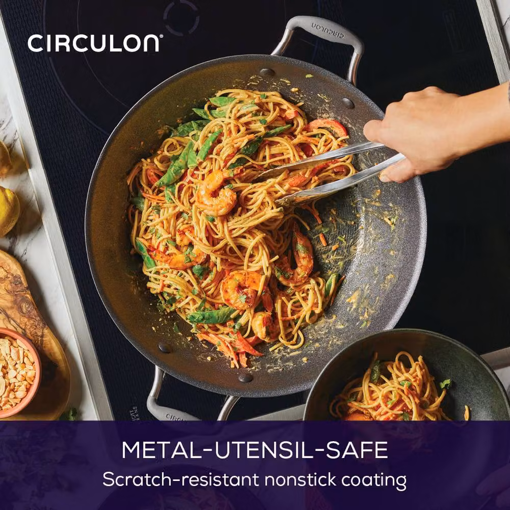 Circulon ScratchDefense Extreme Non Stick Wok with Glass Lid, Grey, Diameter: 36 cm – 3