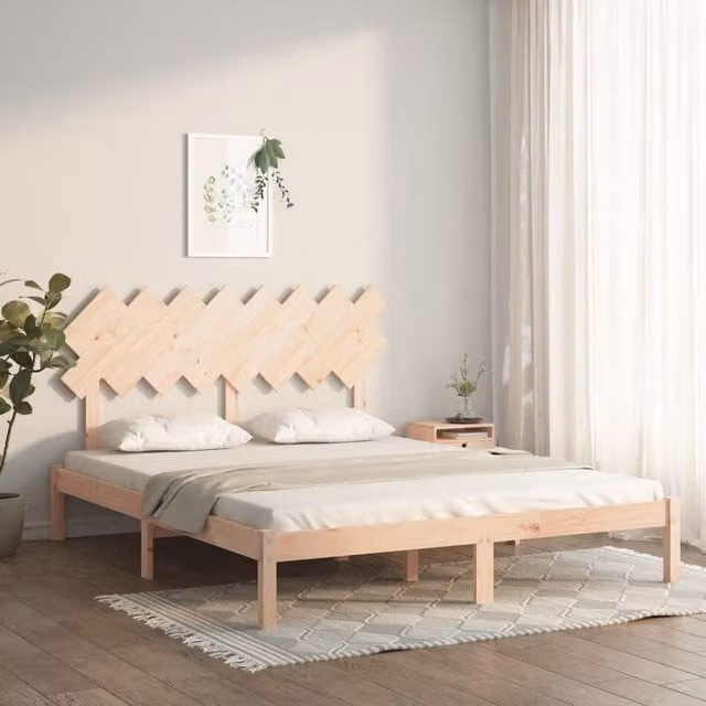 Berkfield Home Modern Solid Pine Wood Bed Frame, Brown, W/D/H: 160 x 200 cm