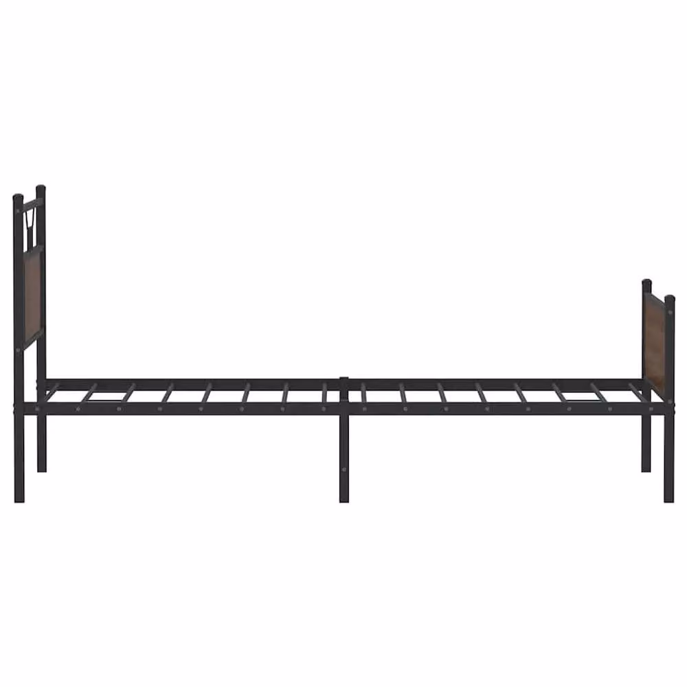 Berkfield Home Single Bed Frame in Brown Oak and Metal, W/D/H: 90 x 190 cm – 4