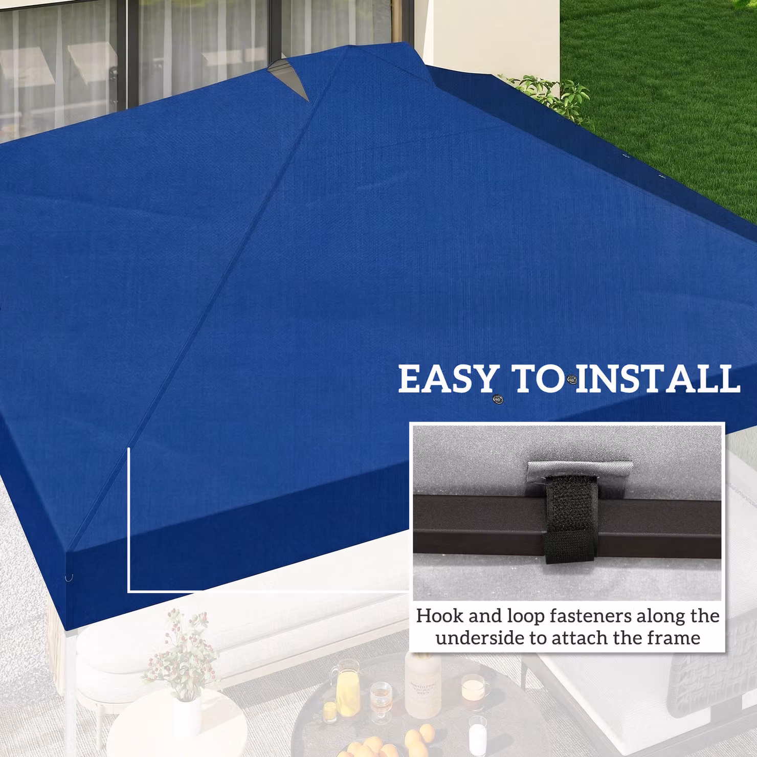 Outsunny Blue Waterproof Pop Up Canopy Gazebo Roof Replacement with UV50+ Protection, W x D: 3 x 3 m – 6