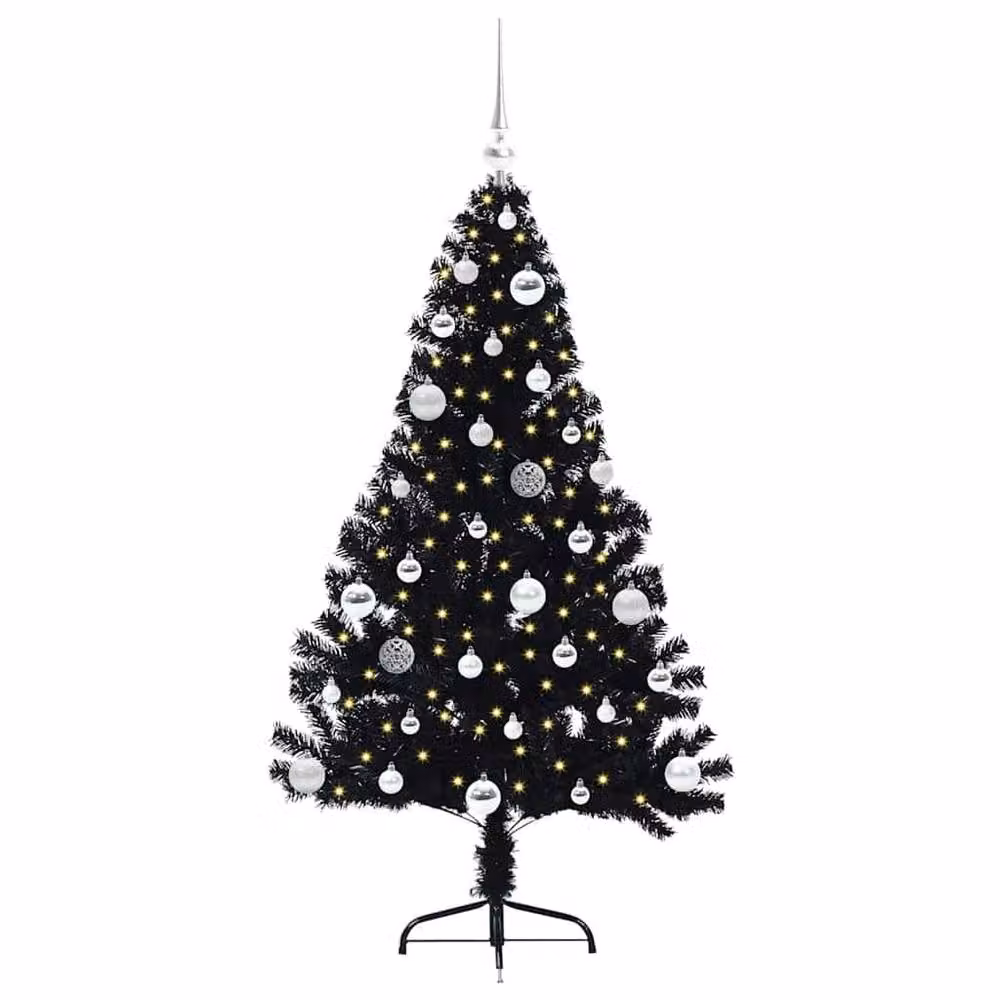 Berkfield Home Artificial Pre-lit Christmas Tree, Black, Height: 150 cm – 3