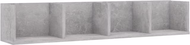 Berkfield Home CD Wall Shelf in Concrete Grey, W/D/H: 100 x 18 x 18 cm