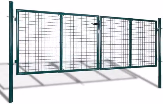 Berkfield Home Green Steel Swing Fence Gate W: 306 cm, H: 150 cm – 1