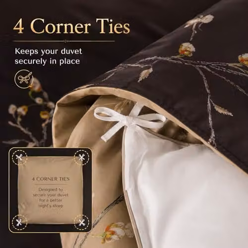 Lazzaro Home Reversible Microfibre Single Duvet Cover and Pillowcase Set, Beige or Black, W: 135 cm x L: 200 cm, Pillowcase: 50 x 75 cm – 6