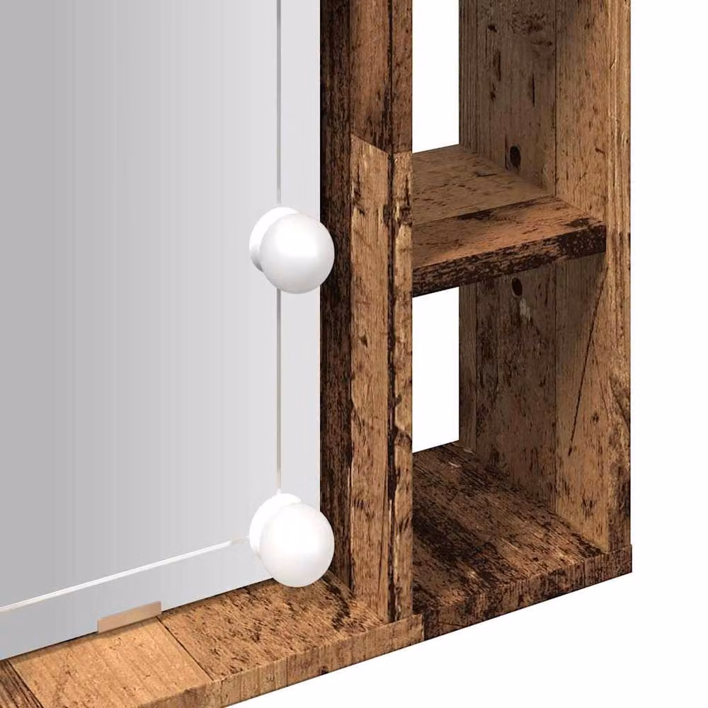 Berkfield Home LED Mirror Cabinet in Brown Old Wood, W/D/H: 76 x 15 x 55 cm – 4