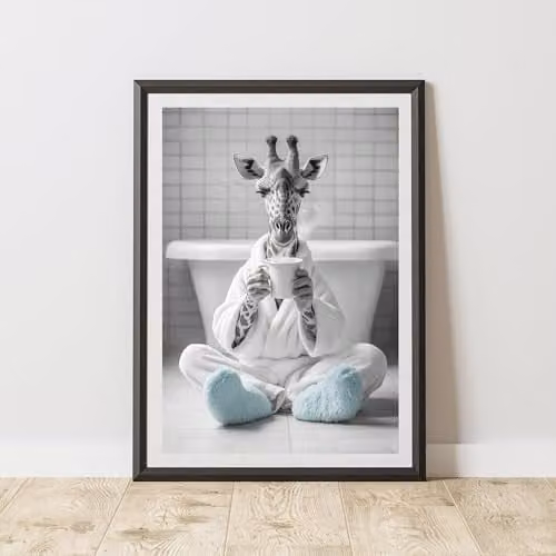 60 Second Makeover Giraffe Fluffy Socks Quirky Animal Print Paper Poster, A3