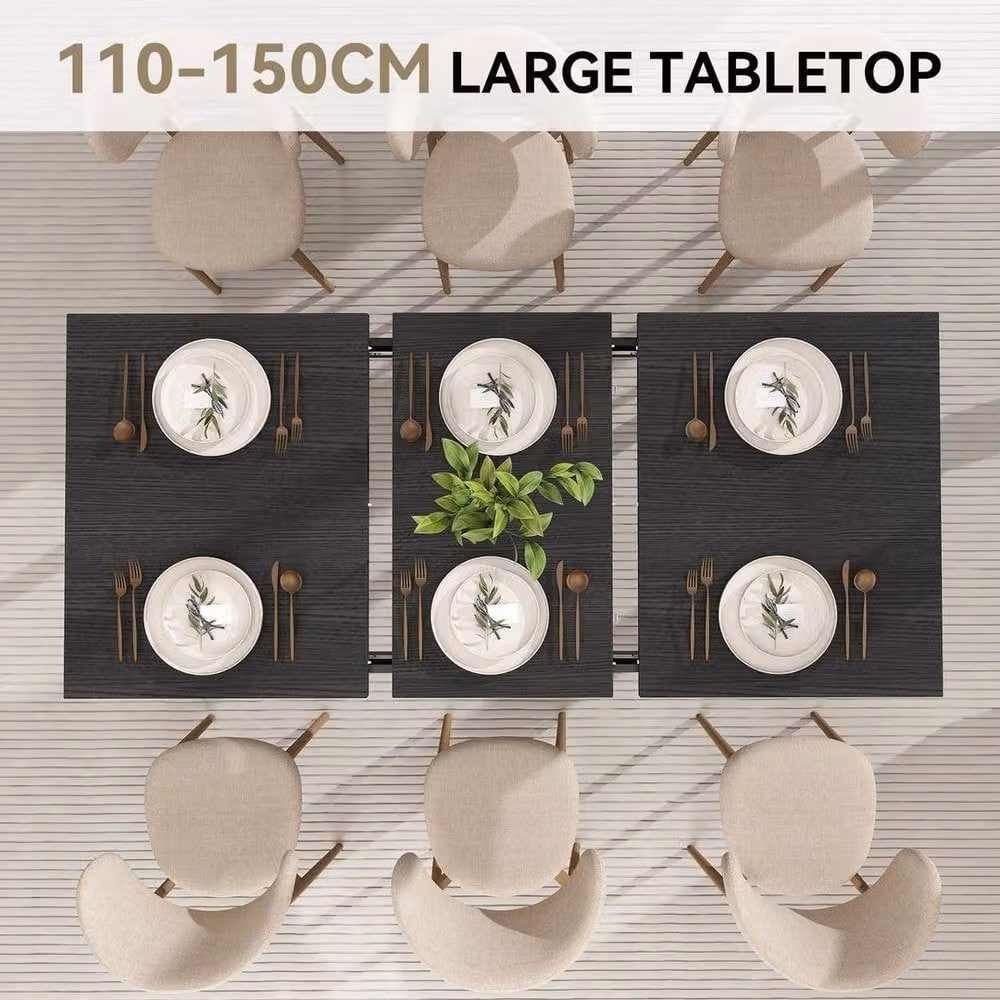 KORVIXA Black Extendable Square Wooden Dining Table, W/D: 100 x 100 cm – 3