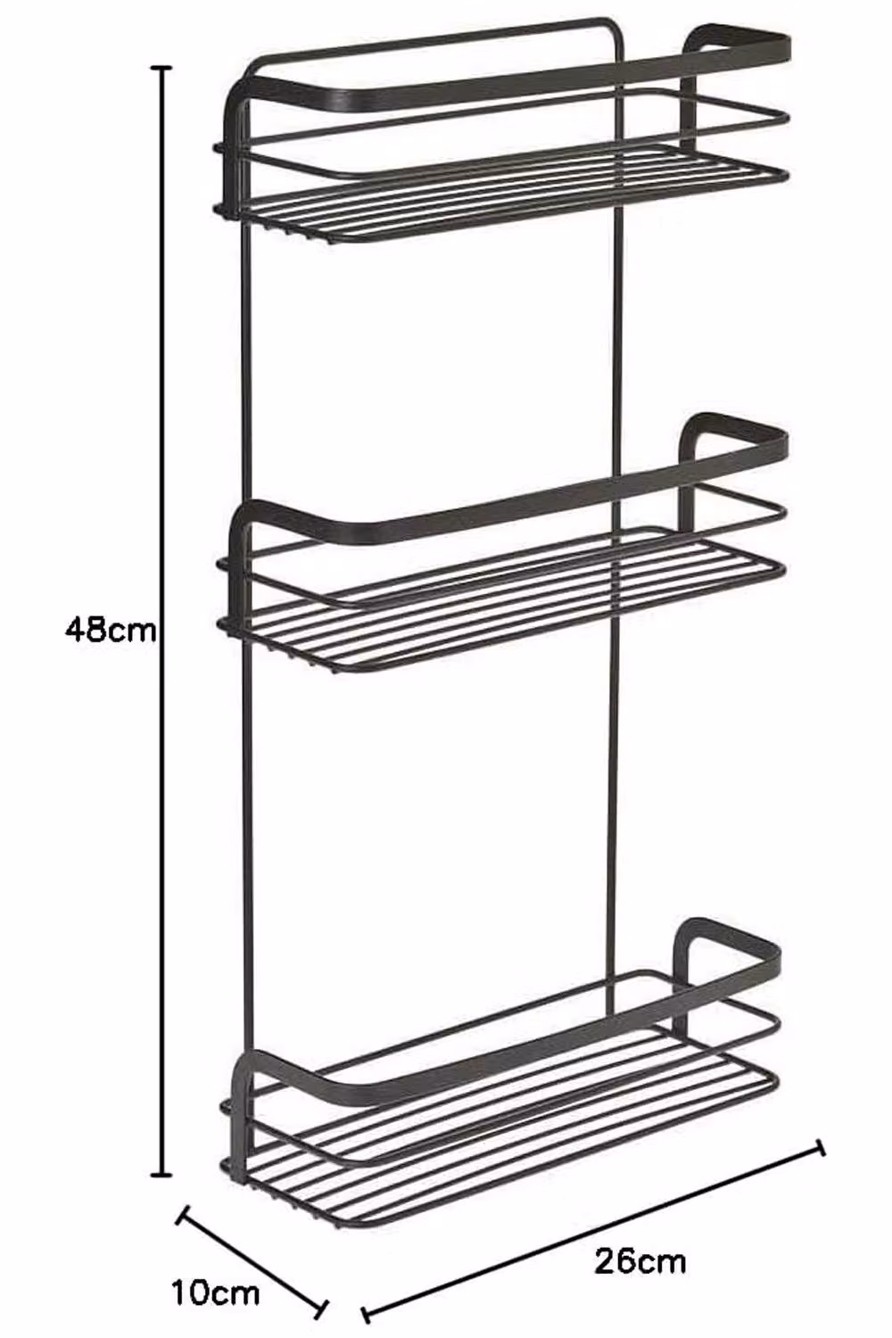 Metaltex Origin Lava 3-Tier Metal Shelving Unit, Black, W/D/H: 26 x 10 x 48 cm – 2