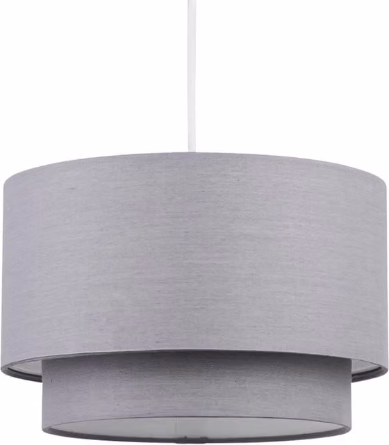 First Choice Lighting Modern Grey Fabric 2 Tier Cylinder Ceiling Light Shade – 1