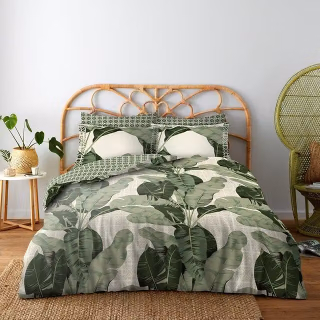 GAVENO CAVAILIA Bermuda Printed Double Duvet Cover in Multicolour Green Floral Boho Design