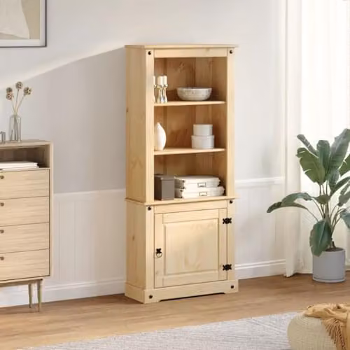 vidaXL Corona Highboard in Brown Waxed Solid Pine Wood, W/D/H: 74 x 38 x 170 cm – 2