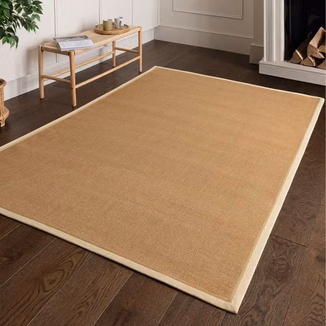 Asiatic Carpets Beige Herringbone Jute and Cotton Rectangular Area Rug W: 160 cm, D: 230 cm