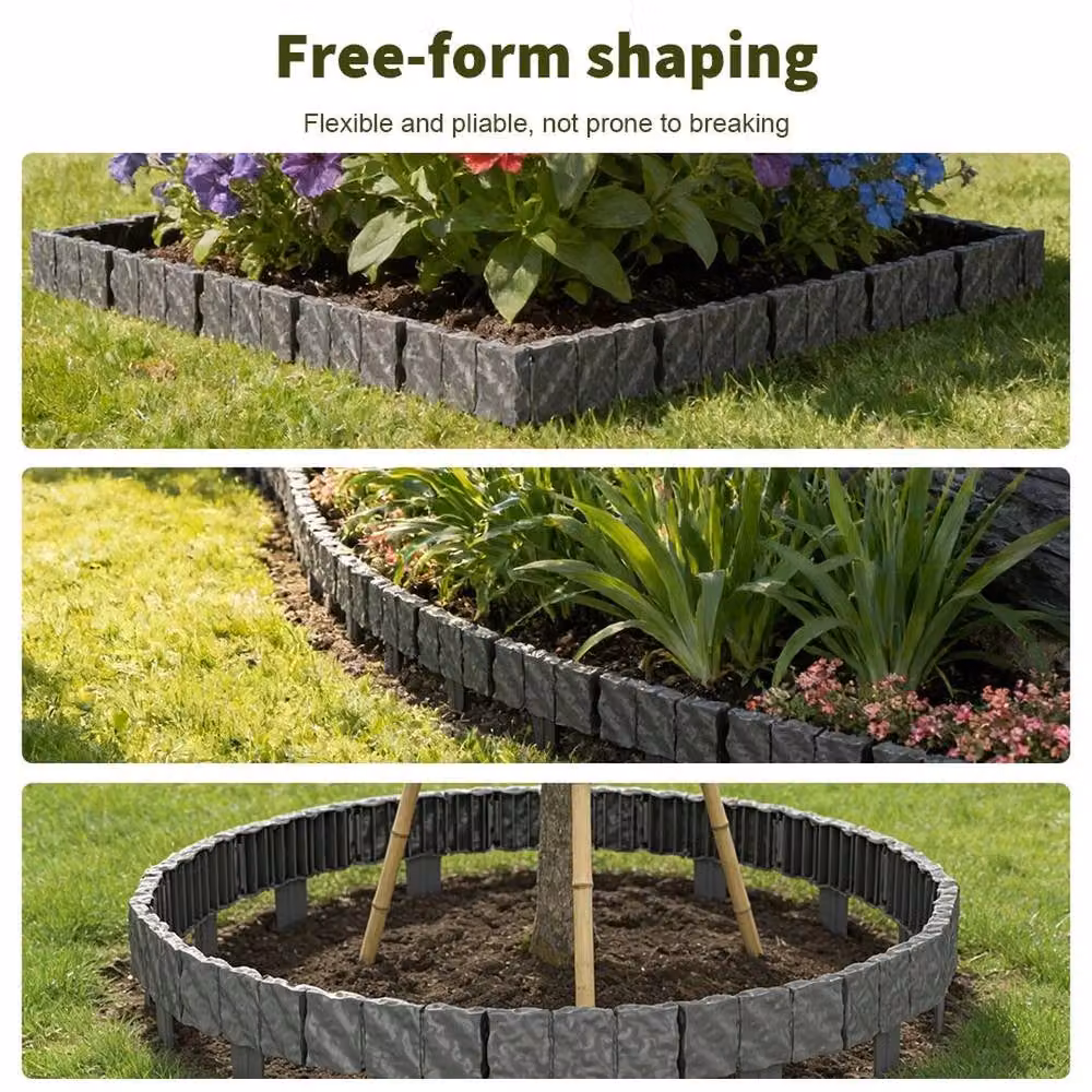 SPETLEK Grey Plastic Garden Edging Border, 20 Pieces – 3