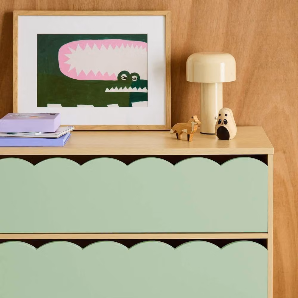 Sweekeec Scandinavian style children's 3-drawer chest in green wood-effect finish, W/D/H: 79 x 30 x 80 cm – 3